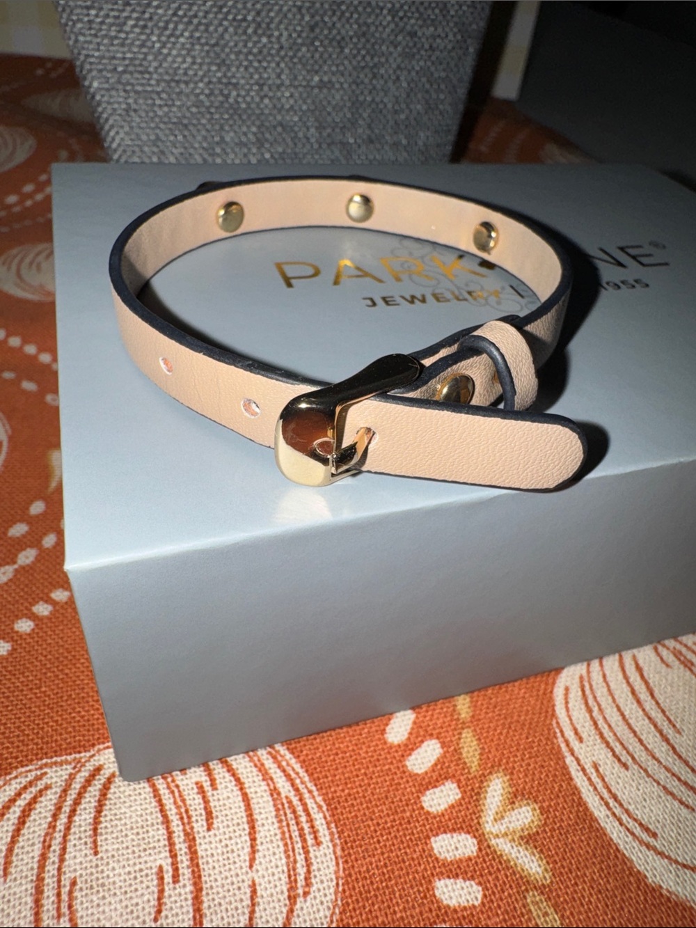 Park Lane Tan Leather Bracelet with Gold Crystal Accents - Picture 5 of 7